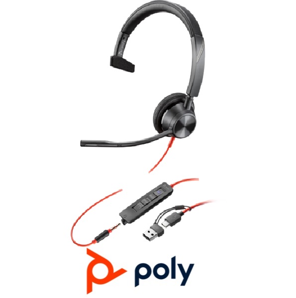Poly Blackwire 3315 USB A / C y Jack 3,5