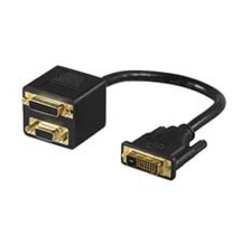 Adaptador video DVI-M a 1xDVI-H + 1xVGA-H