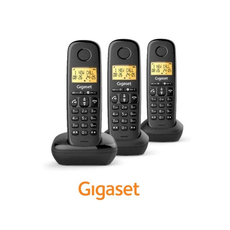 Gigaset BASIC 100 Trio teléfono inalámbrico DECT negro
